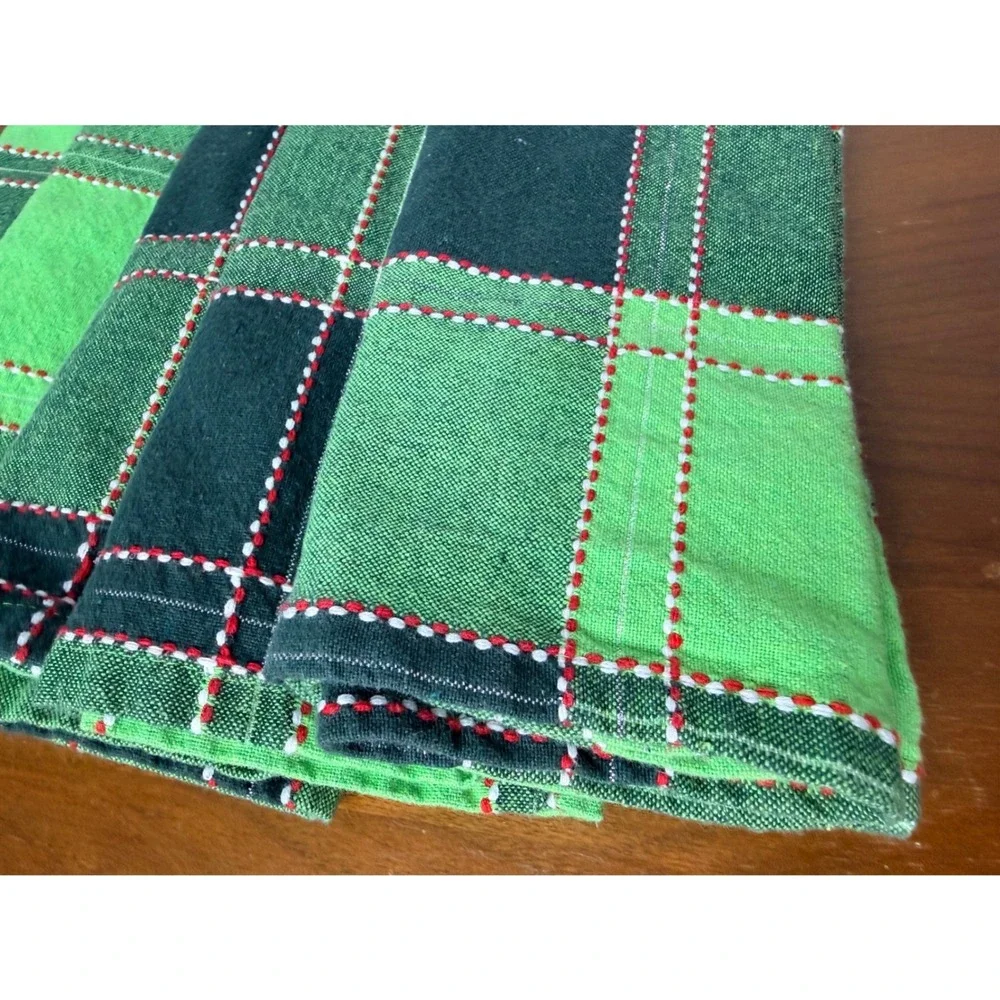 Green Plaid Napkins Christmas‎ Set of 6 Farmhouse Kitchen Cotton